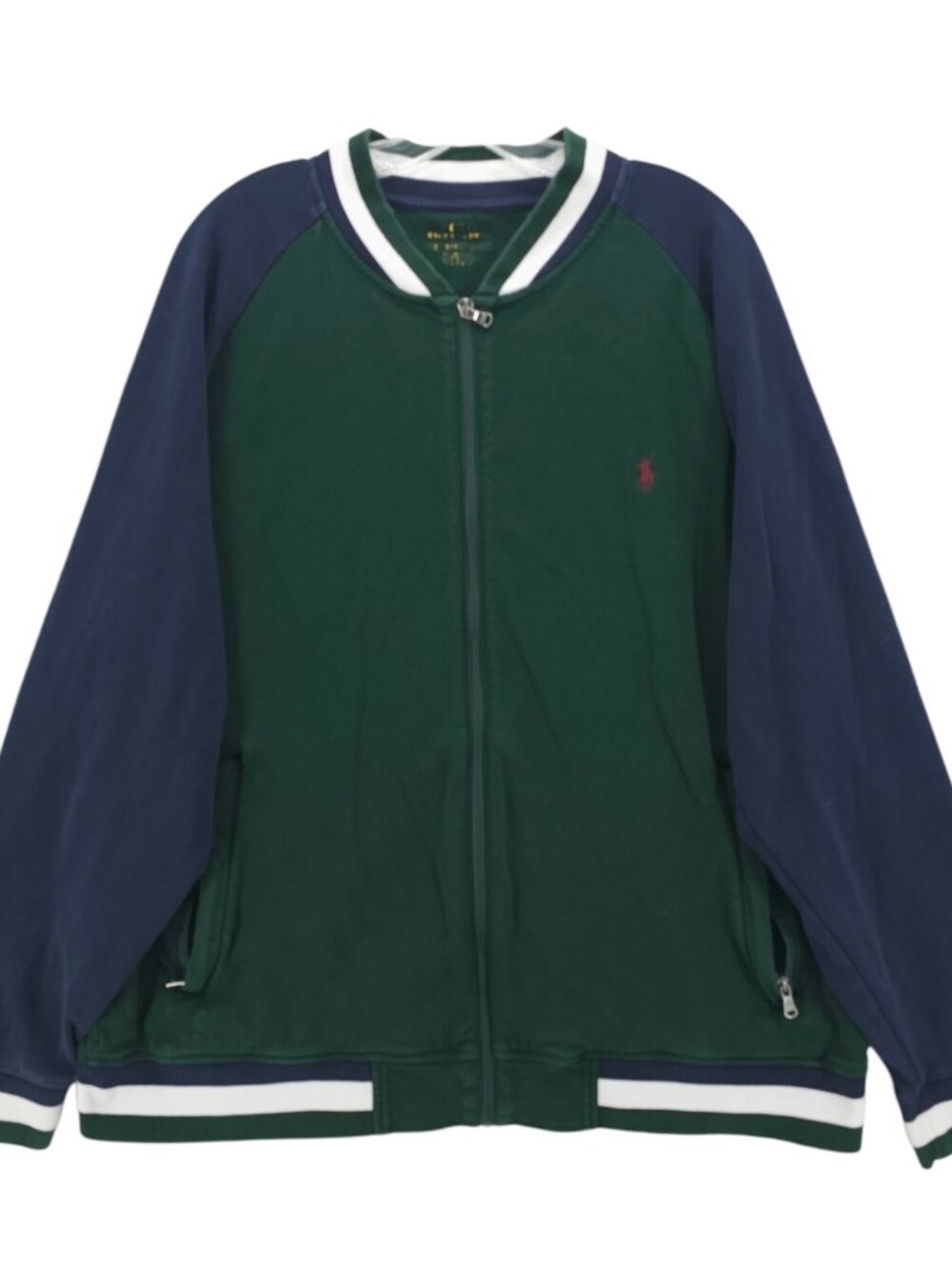 POLO RALPH LAUREN Track Jacket Green Blue Colorblock Pony Logo Full Zip Size 2XB
